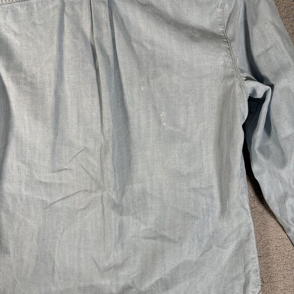 Kut From The Kloth Denim Shirt Women’s Size S Light Wash Pearl Snap Spike Collar - Picture 13 of 16